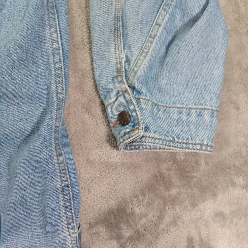 Vintage Sun Belt Denim Chore Coat Women XL Barn Jacket Embroidered Trees Cabin - Picture 6 of 15